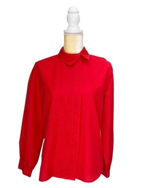 Vintage Diane Von Furstenberg Red Blouse Size 10 Long Sleeve 1980s 80s Vtg EUC